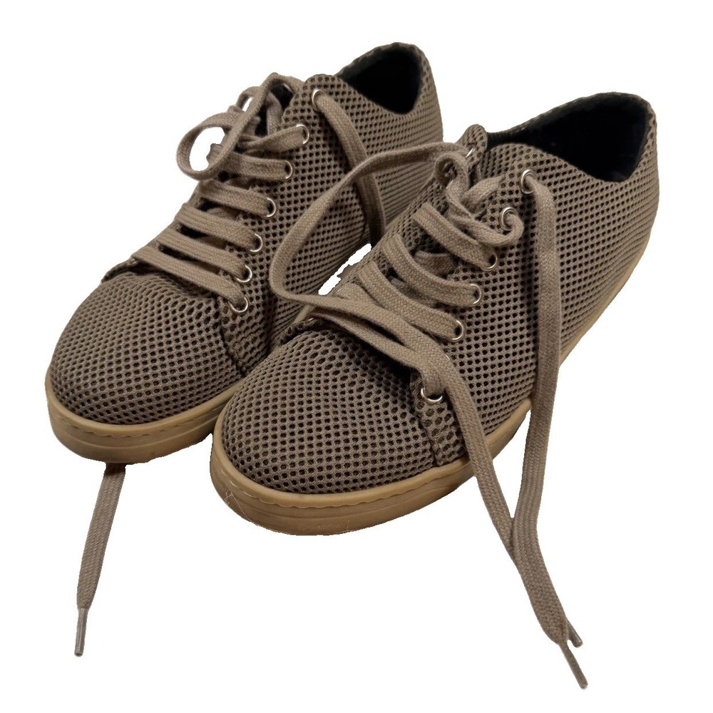 FAUSTO SANTINI Roma Mesh Lace-Up Sneakers Taupe Brown EU 38 US 7.5-8 Italy
